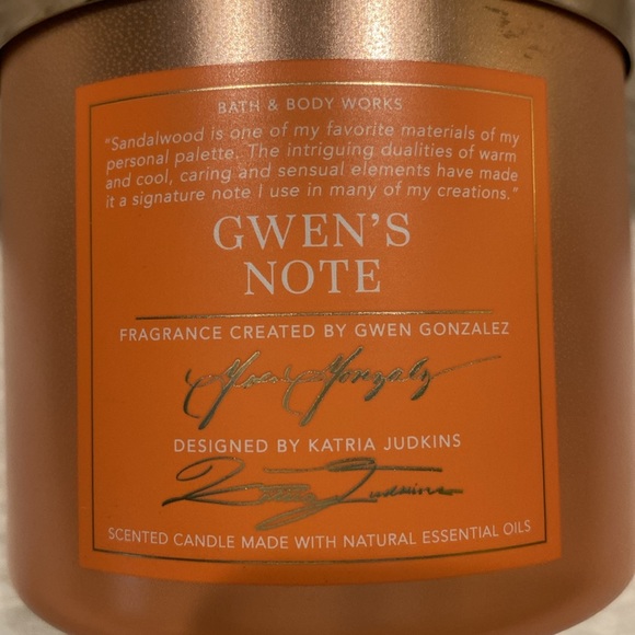 “GWEN’S NOTE” fragrance line, BBW / WB 3-wick candle🕯️collection, NWTag on base - Picture 2 of 6